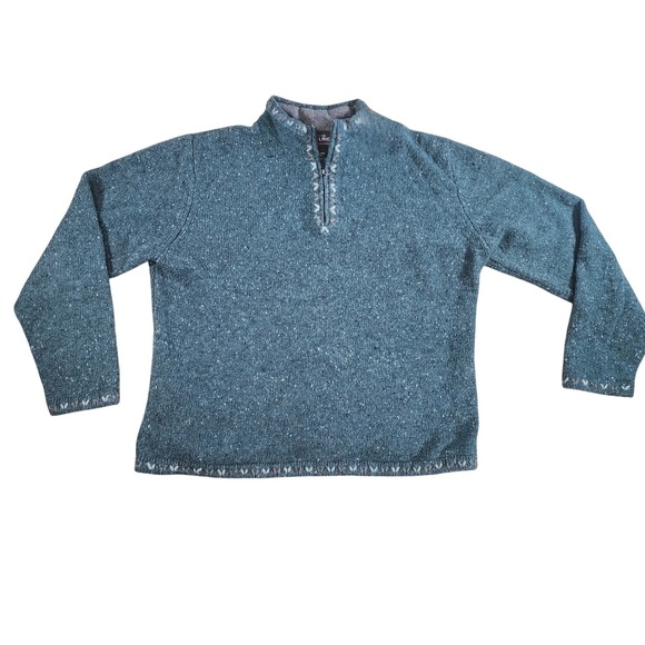 Woolrich Sweaters - Vintage Woolrich Womens Teal Marled Wool Blend Quarter Zip Sweater Size M 9101